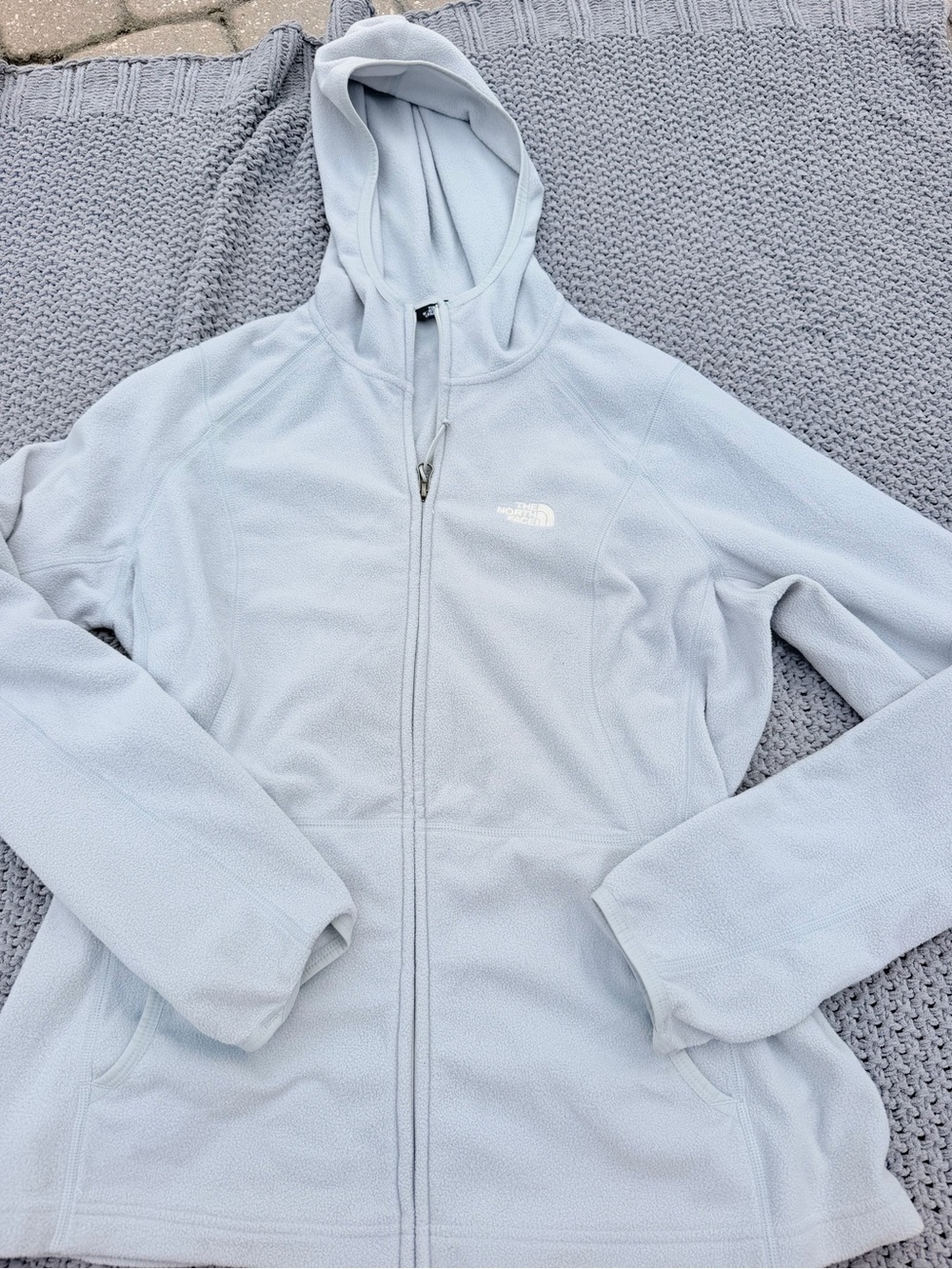 The North Face Women’s Light Blue Fleece Hoodie Jacket
